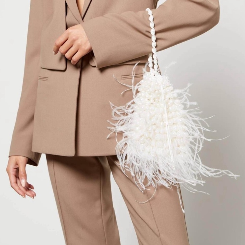 Cult Gaia - Dory Ostrich Feather Beaded Wristlet